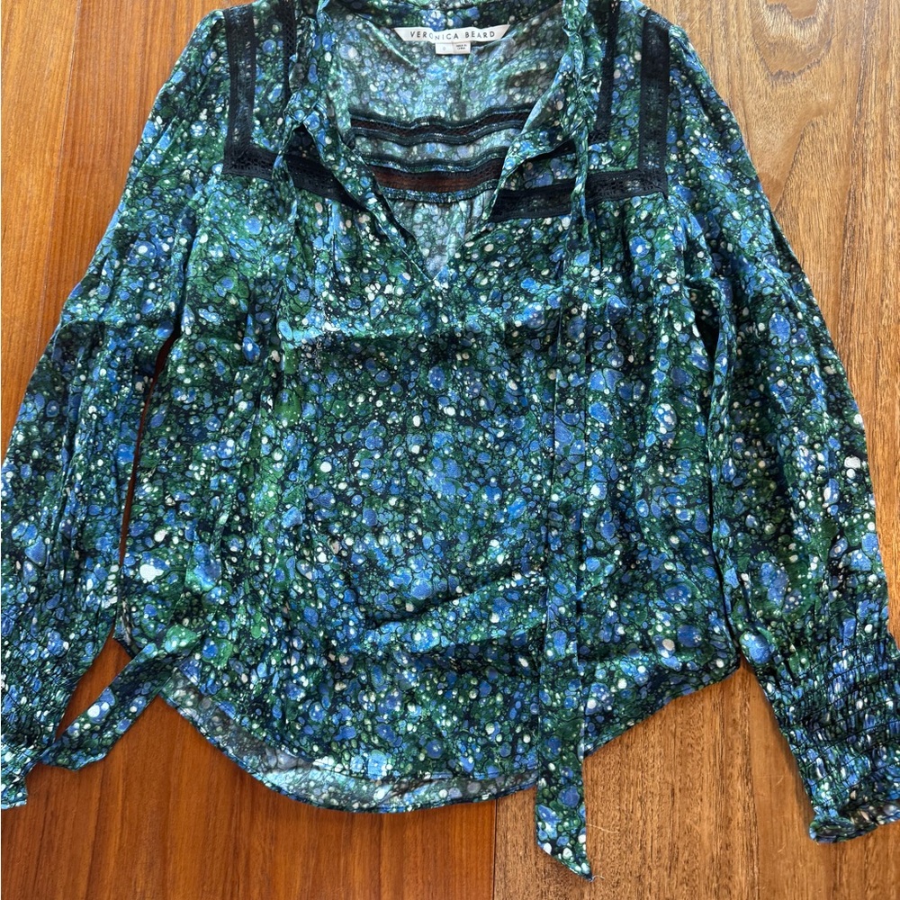 Veronica Beard Green and Black Blouse